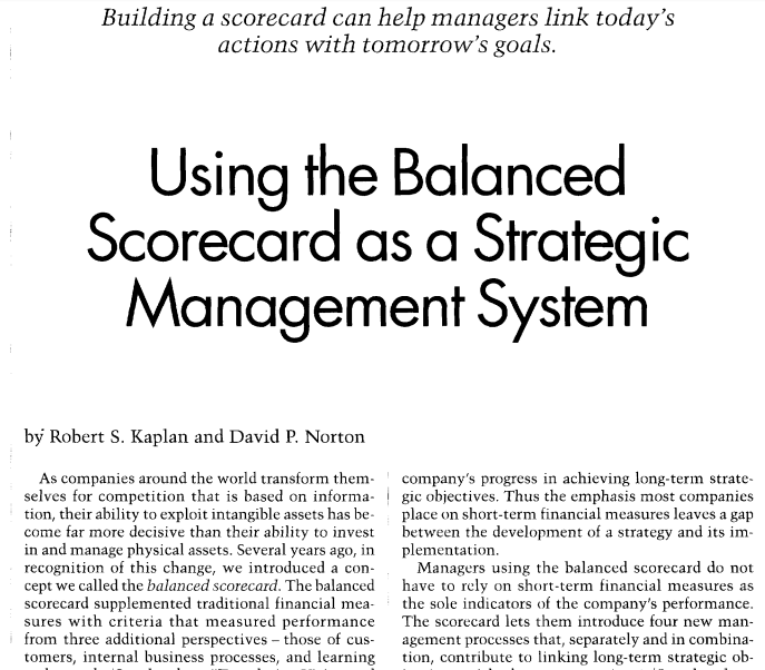 Business Using The Balanced Scorecard
